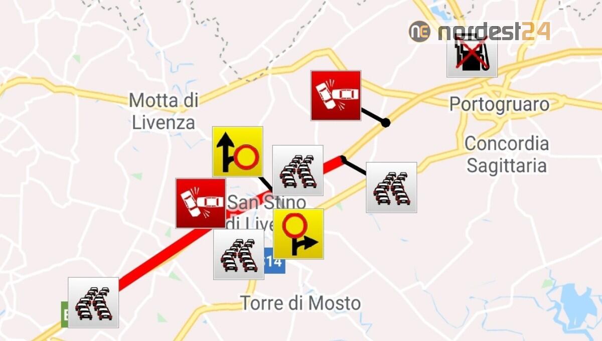 Incidente in A4, tamponamento tra 3 Tir: chiusa l'autostrada, uscita obbligatoria San Stino - 