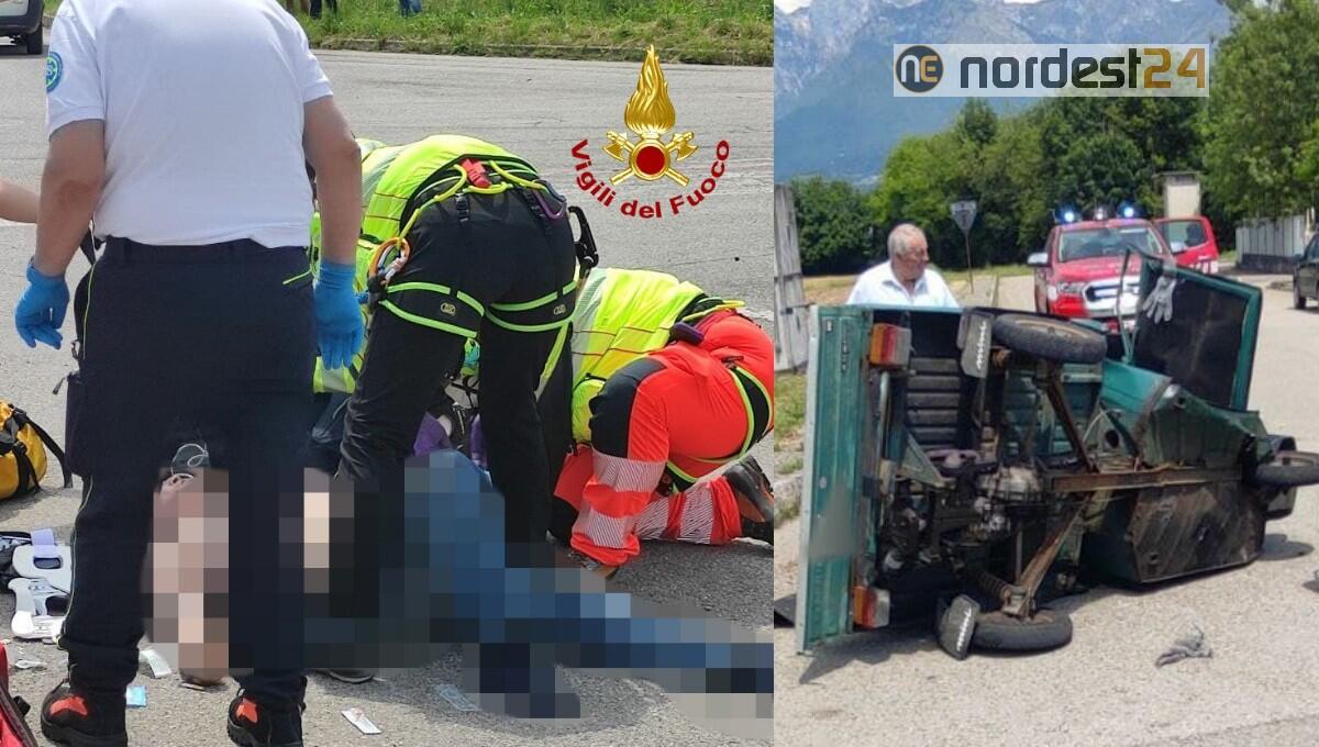 Scontro tra un furgoncino e un’Ape car: sbalzato fuori e ferito il conducente - 