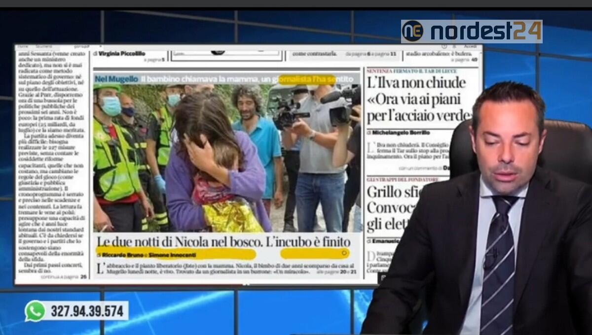 Il piccolo Nicola ritrovato dopo 30 ore. Rassegna stampa 24 giugno - 