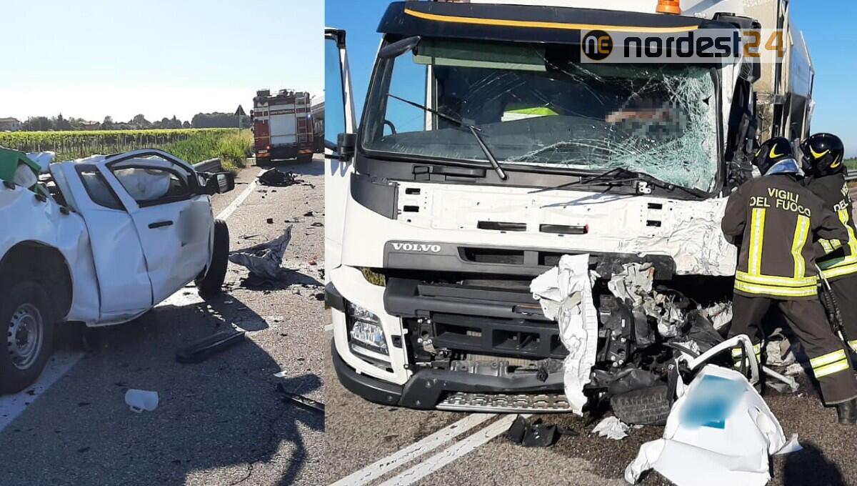 Frontale tra pickup e camion lungo la Treviso-Mare: deceduto il 32enne Valentino Polato - 
