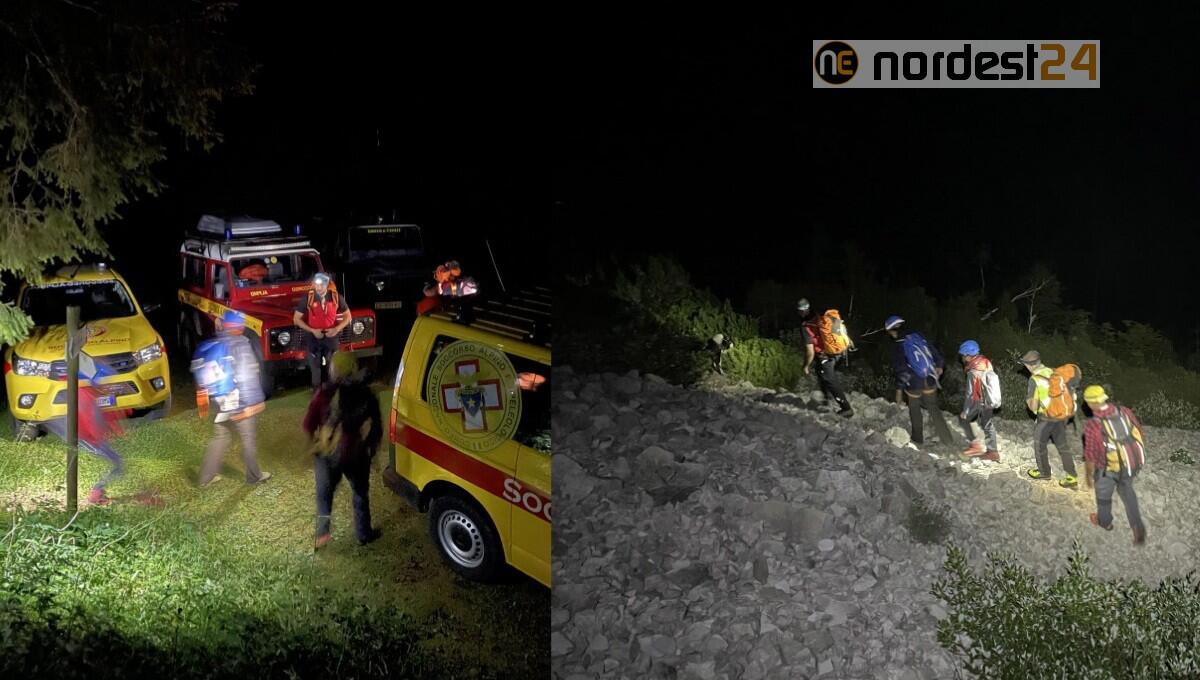 Famiglia con 2 bambine spaventate ed infreddolite colte dal buio sui monti - 