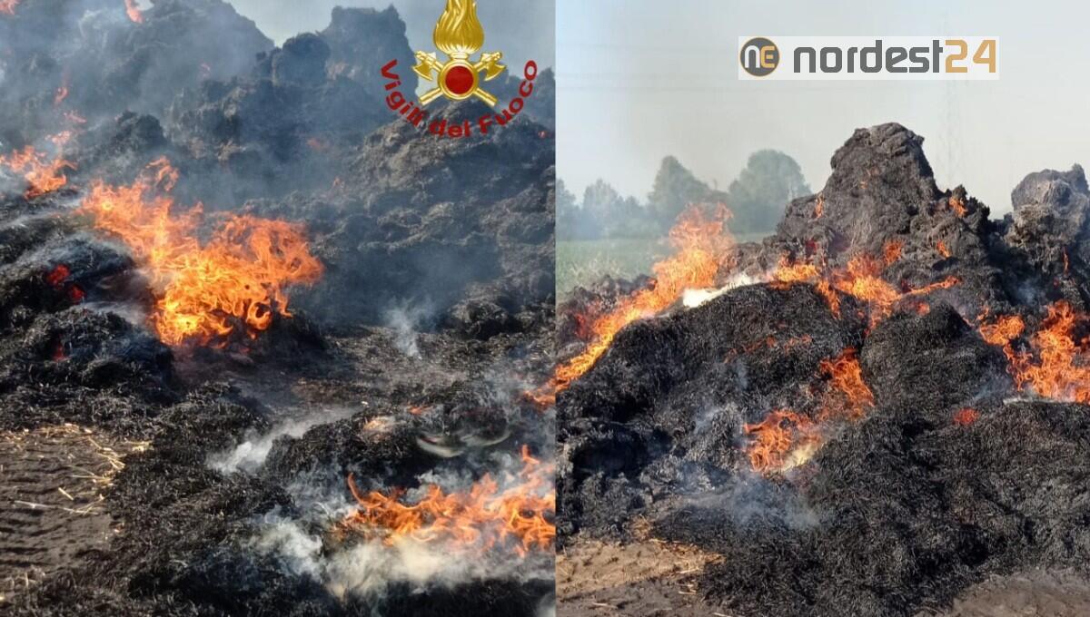 A fuoco 200 rotoballe di fieno, oltre 700 quintali di foraggio - 