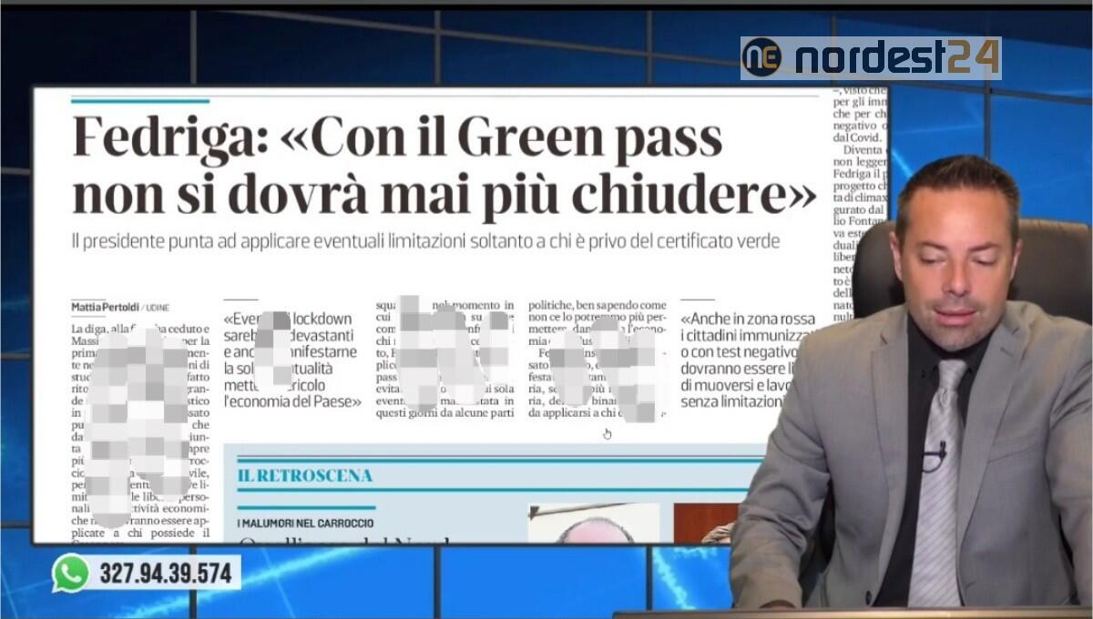Fedriga: "Con il Green pass non si chiude, mai più lockdown". Rassegna stampa 14 settembre - 