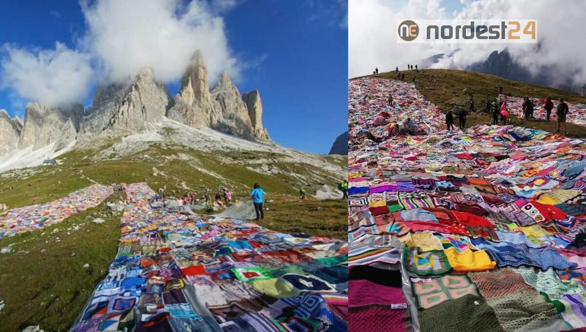 No violenza sulle donne: maxi coperta ai piedi delle Tre Cime di Lavaredo - 
