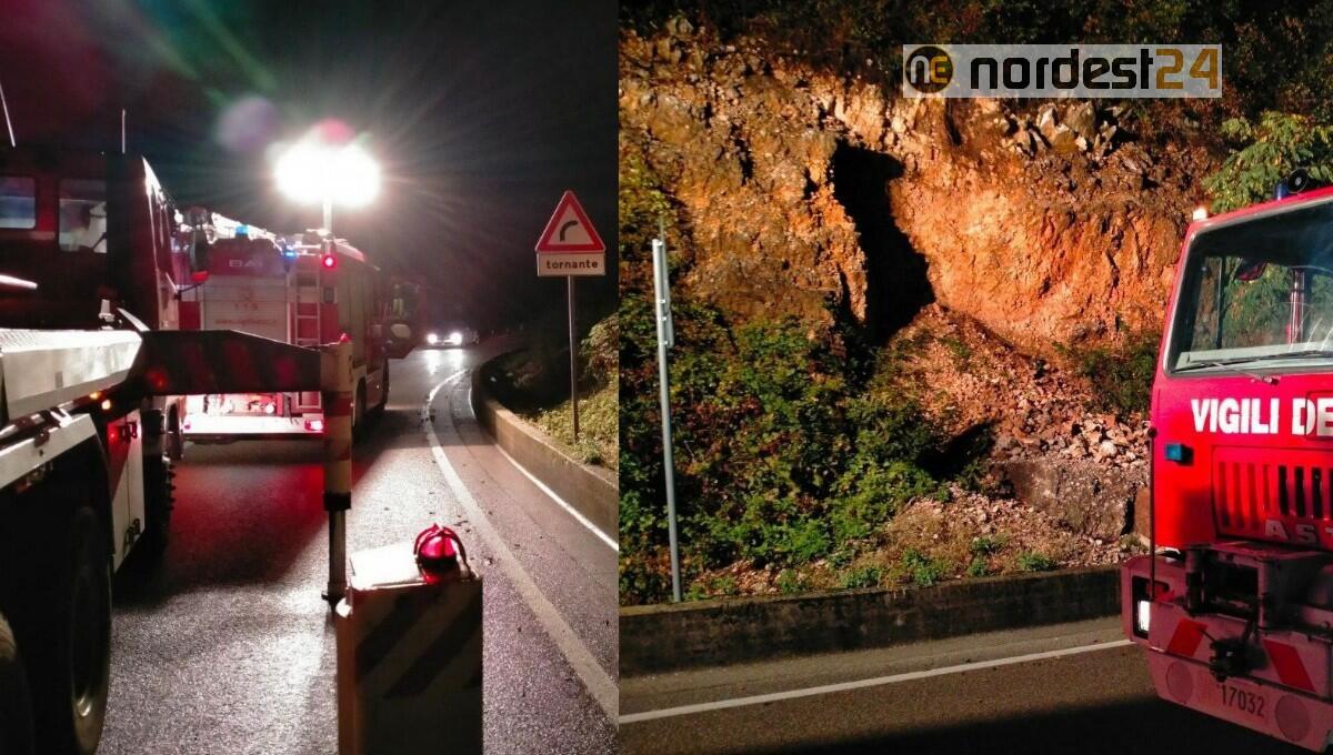 Smottamento lungo la strada Aviano-Piancavallo, si stacca un grosso masso - 