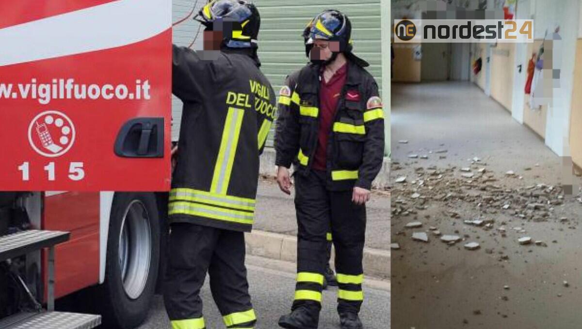 Trieste, si staccano  parti d'intonaco dal soffitto: intervento dei pompieri - 