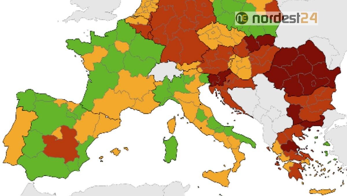 Mappa UE del rischio: il Fvg torna verde, Veneto arancione - 