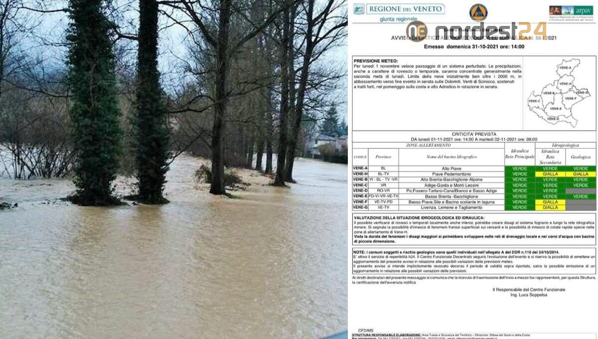 Veneto, maltempo in arrivo: allerta gialla per piogge intense - 