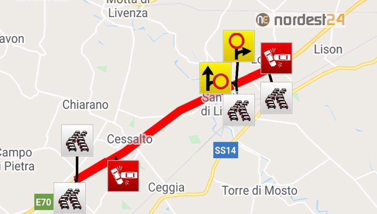 Tre incidenti e chiusura svincolo San Stino in ingresso A4 direzione Trieste - 