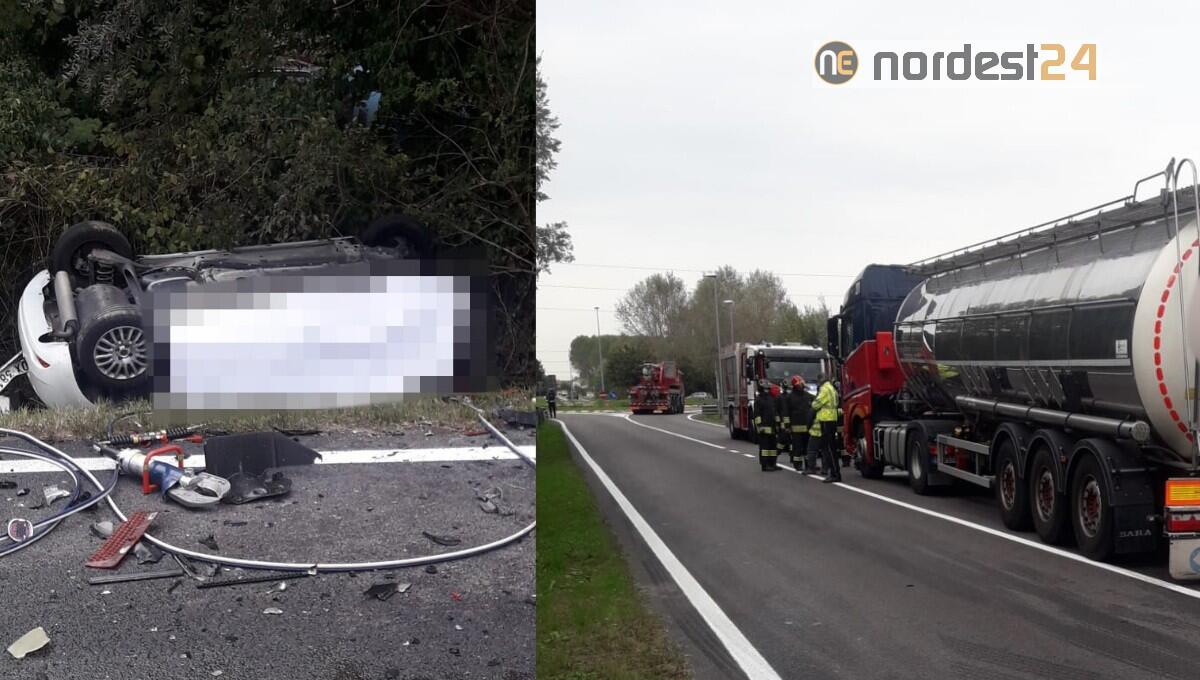 Schianto frontale auto camion a Spinea: 55enne muore tra le lamiere - 