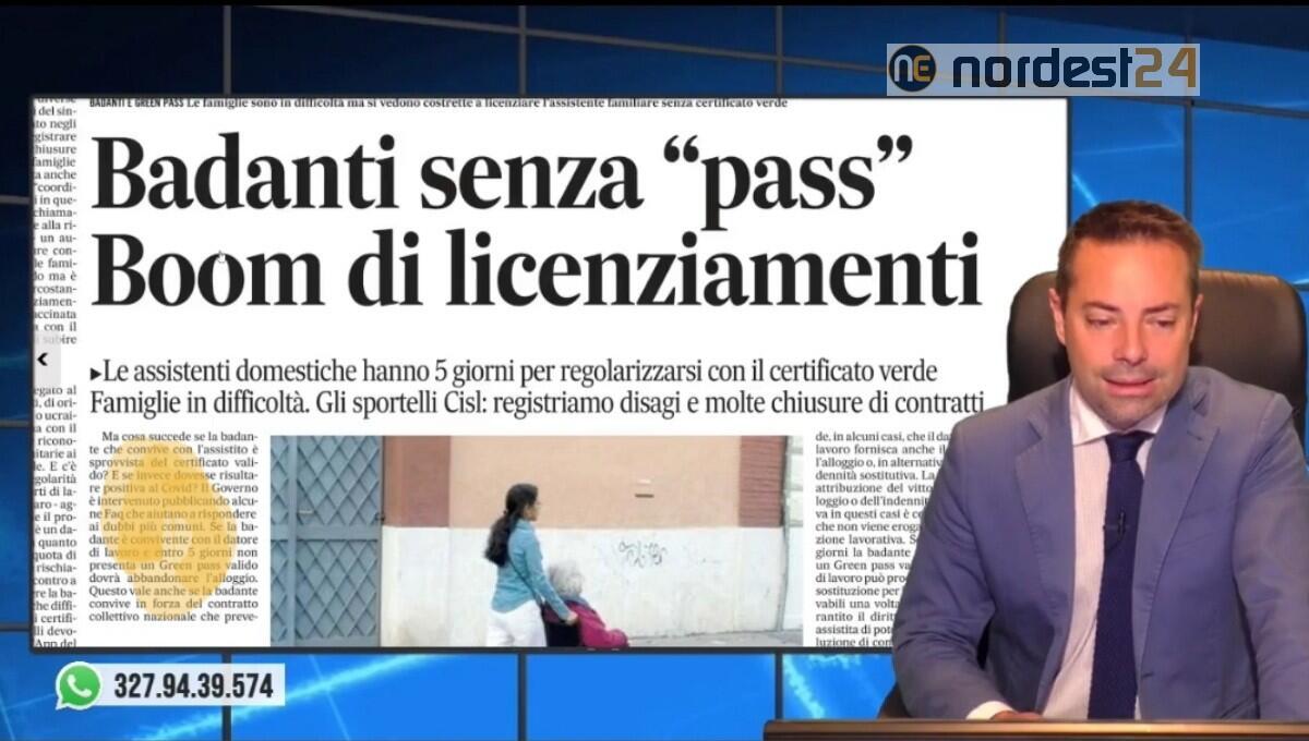 Badanti senza Pass: boom di licenziamenti. Rassegna stampa 27 ottobre - 