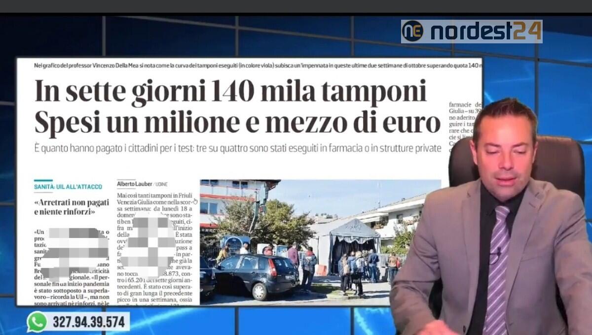 Spesi un milione e mezzo di euro in tamponi. Rassegna stampa 26 ottobre - 