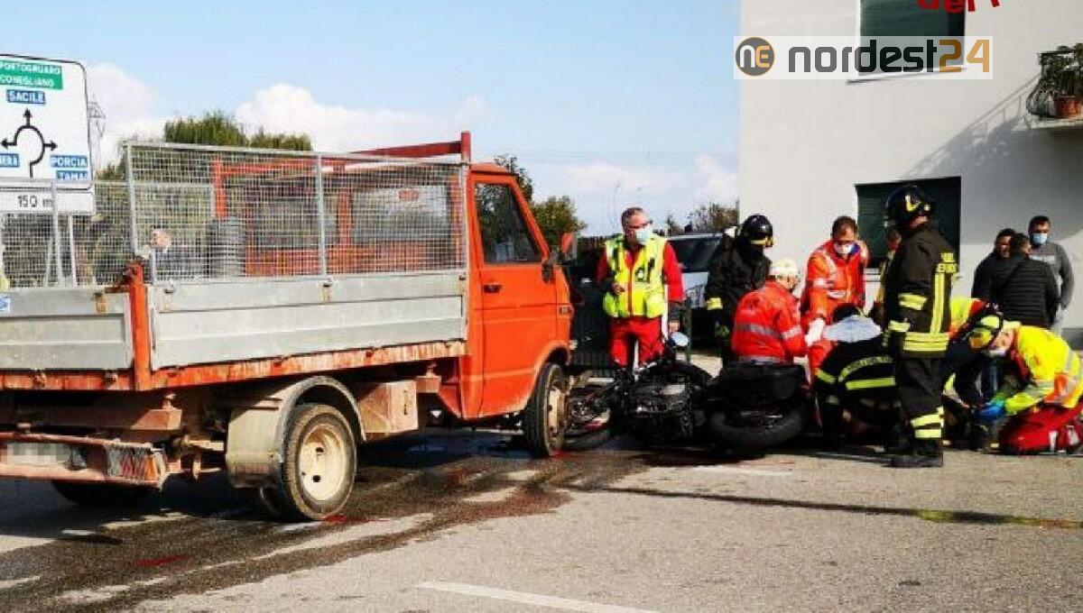 Scontro tra furgone e moto a Tamai di Brugnera: 2 feriti - 