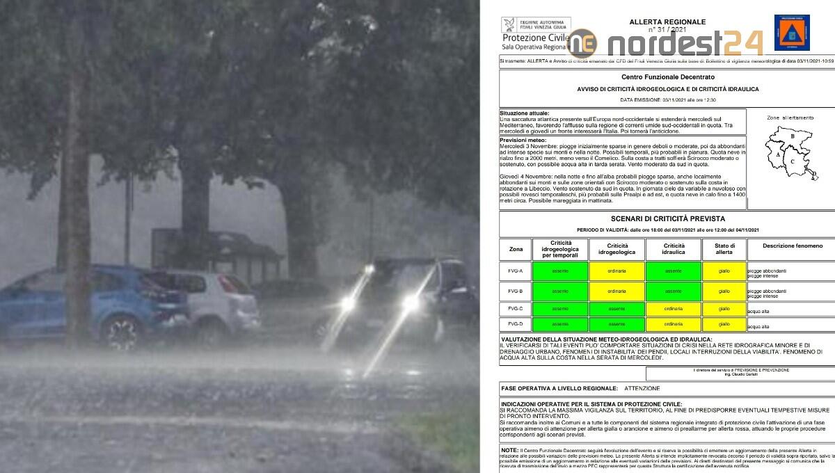 Maltempo, nuova allerta meteo dalle 18 di oggi per piogge abbondanti - 