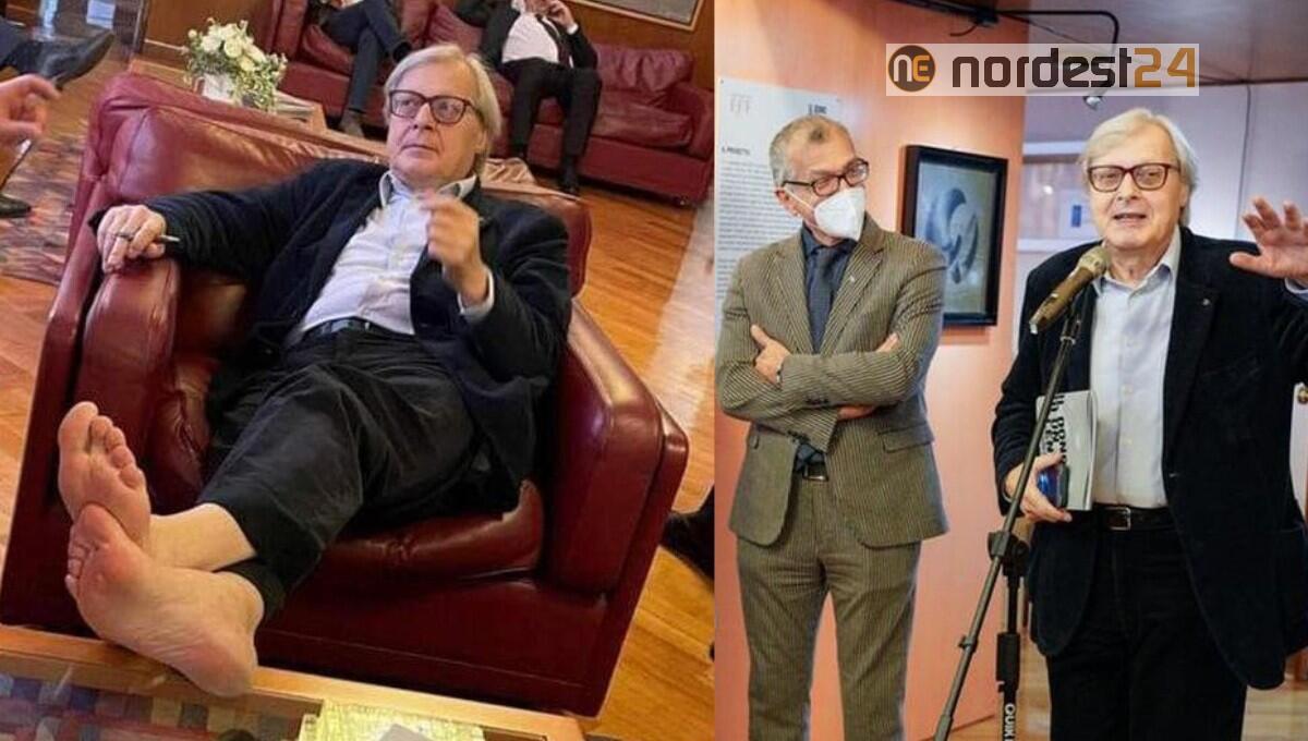 Trieste. Show 'No vax' di Sgarbi in aula, senza mascherina a piedi nudi contro i 5 stelle: «Teste vuote» - 