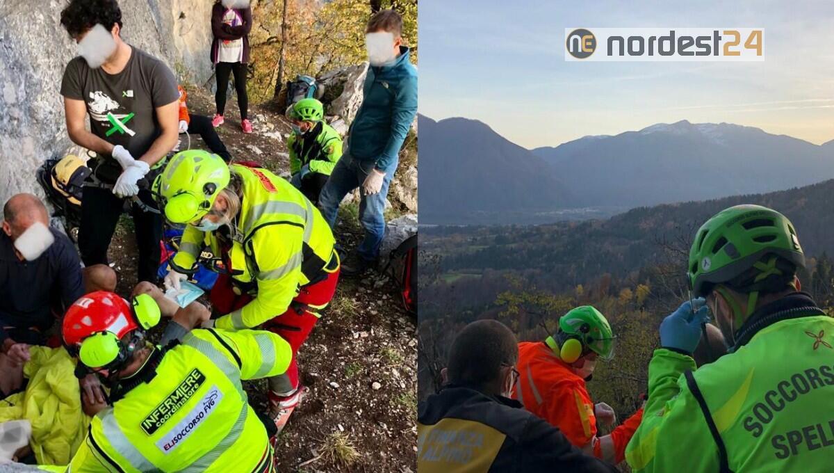 Cade sul sentiero che conduce alla falesia di roccia a Raveo - 