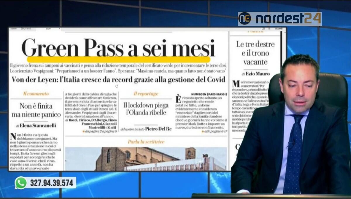 Ipotesi Green pass più breve, tra 5 e 7 mesi. Rassegna stampa 20 dicembre - 