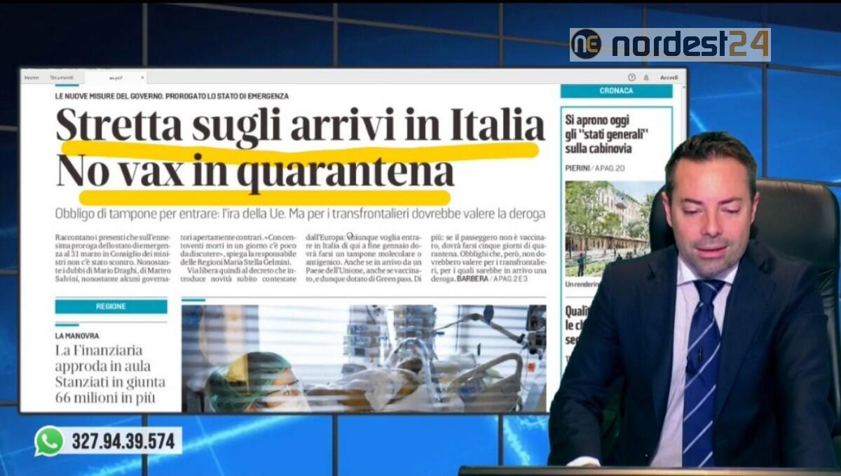 Stretta sugli arrivi in Italia, quarantena per non vaccinati. Rassegna stampa 15 dicembre - 