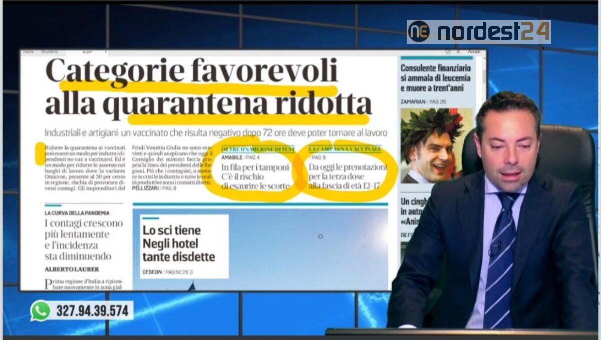 Quarantena ridotta: oggi si decide. Rassegna stampa 29 dicembre - 