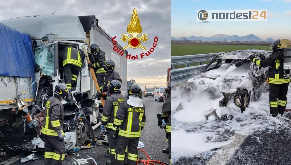 Inferno in autostrada: tamponamento tra camion ed auto a fuoco - 