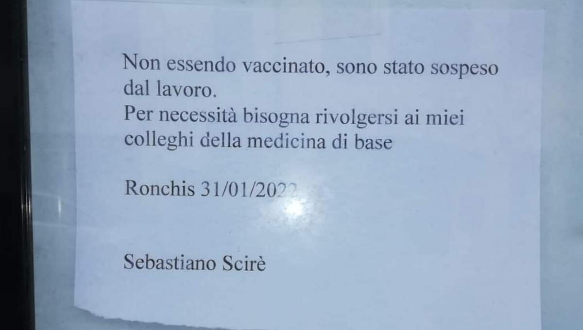 Medico di base 'no vax' sospeso a Ronchis: "rivolgersi ai miei colleghi" - 