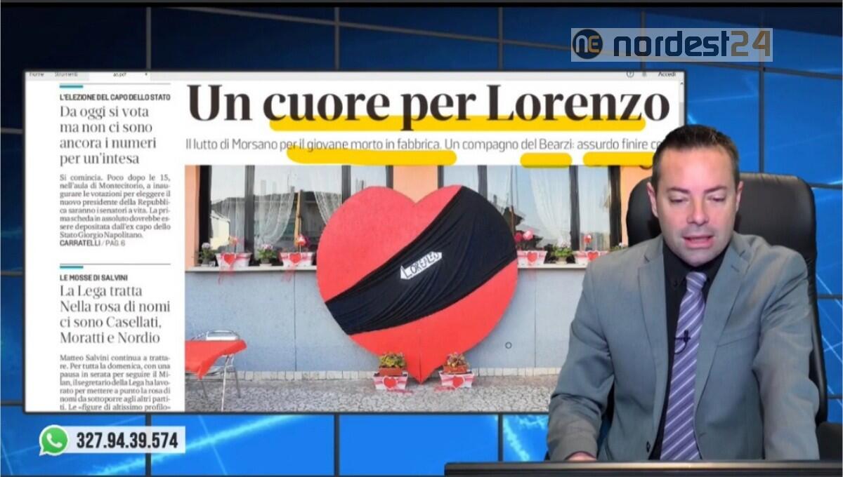Il dolore per Lorenzo, morto a 18 anni in fabbrica durante lo stage. Rassegna stampa 24 gennaio 2022 - 