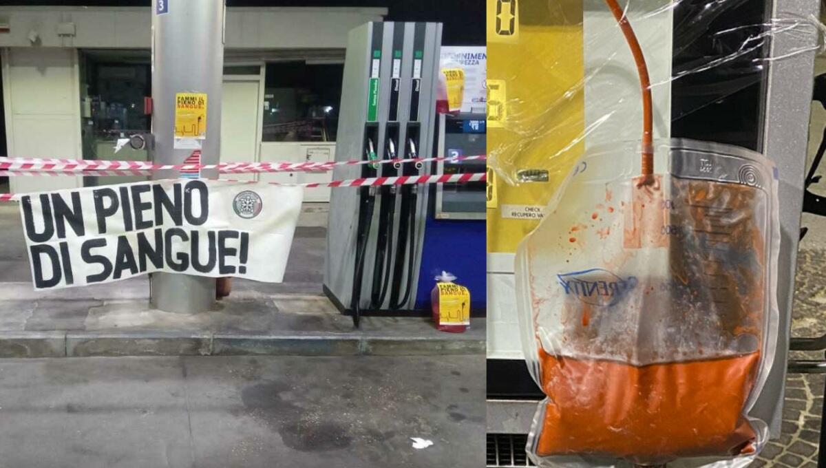 Sacche di sangue e distributori sigillati: il blitz di CasaPound a Portogruaro - 