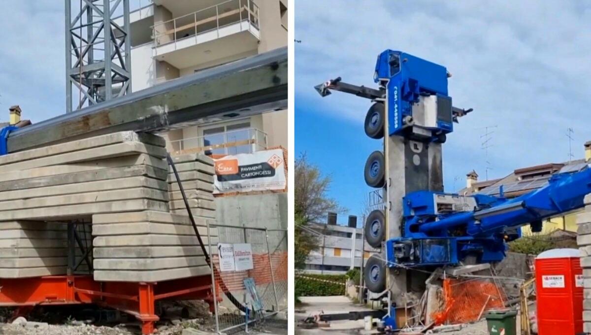 Pordenone, camion si ribalta: crolla il braccio della gru - 
