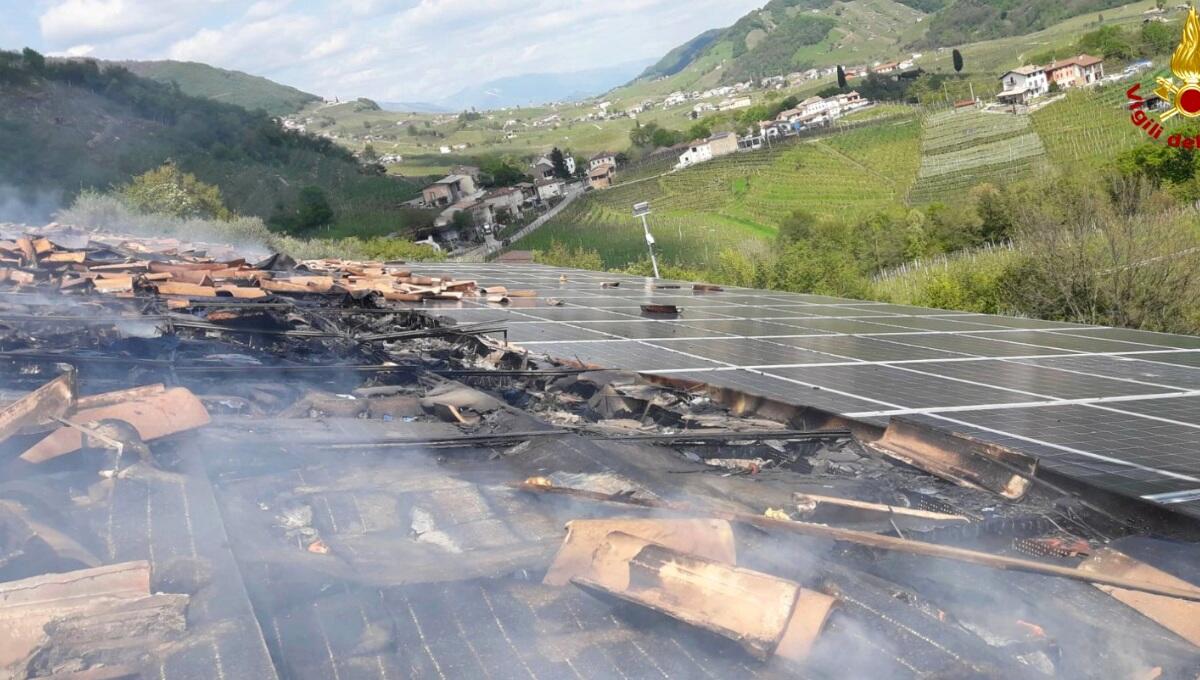 Valdobbiadene, incendio al fotovoltaico: brucia il tetto della cantina Canevel - 