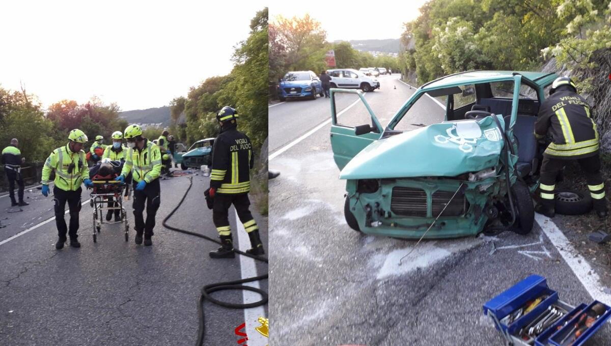 Violento scontro tra 2 auto: quattro persone ferite trasportate all'ospedale - 