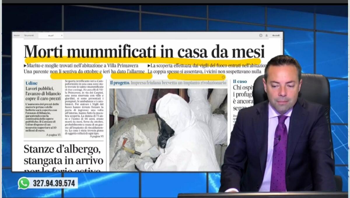 Coppia morta in casa, ritrovati soltanto dopo mesi. Rassegna stampa 14 aprile 2022 - 