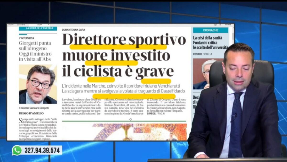Grave il ciclista Nicola Venchiarutti, morto un direttore sportivo. Rassegna stampa 23 maggio 2022 - 