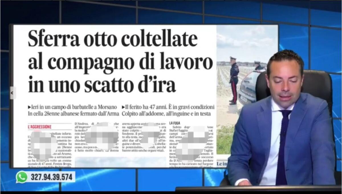 Accoltellato davanti alla moglie: è gravissimo. Rassegna stampa 3 maggio 2022 - 