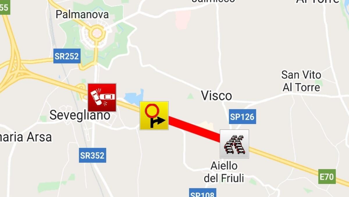 A4, chiusura del tratto Villesse - Palmanova per incidente - 