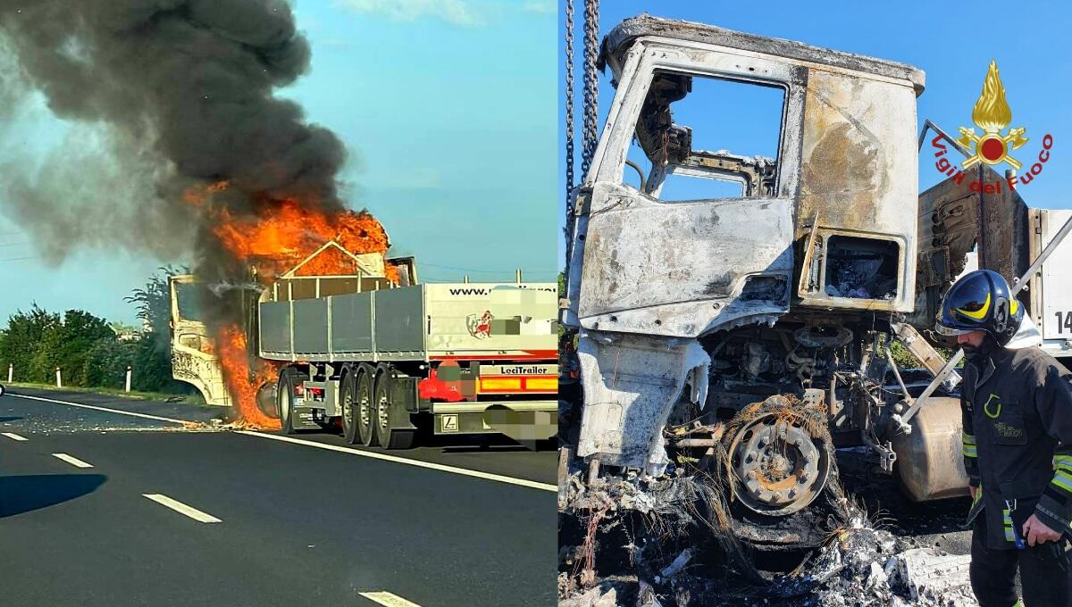 Tir alimentato a metano liquido in fiamme lungo l'A4: traffico in tilt - 
