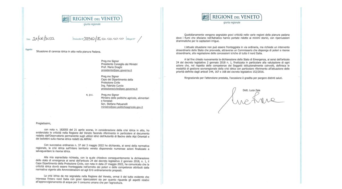 Siccità, Zaia: «ho chiesto a Draghi lo Stato di Emergenza» - 