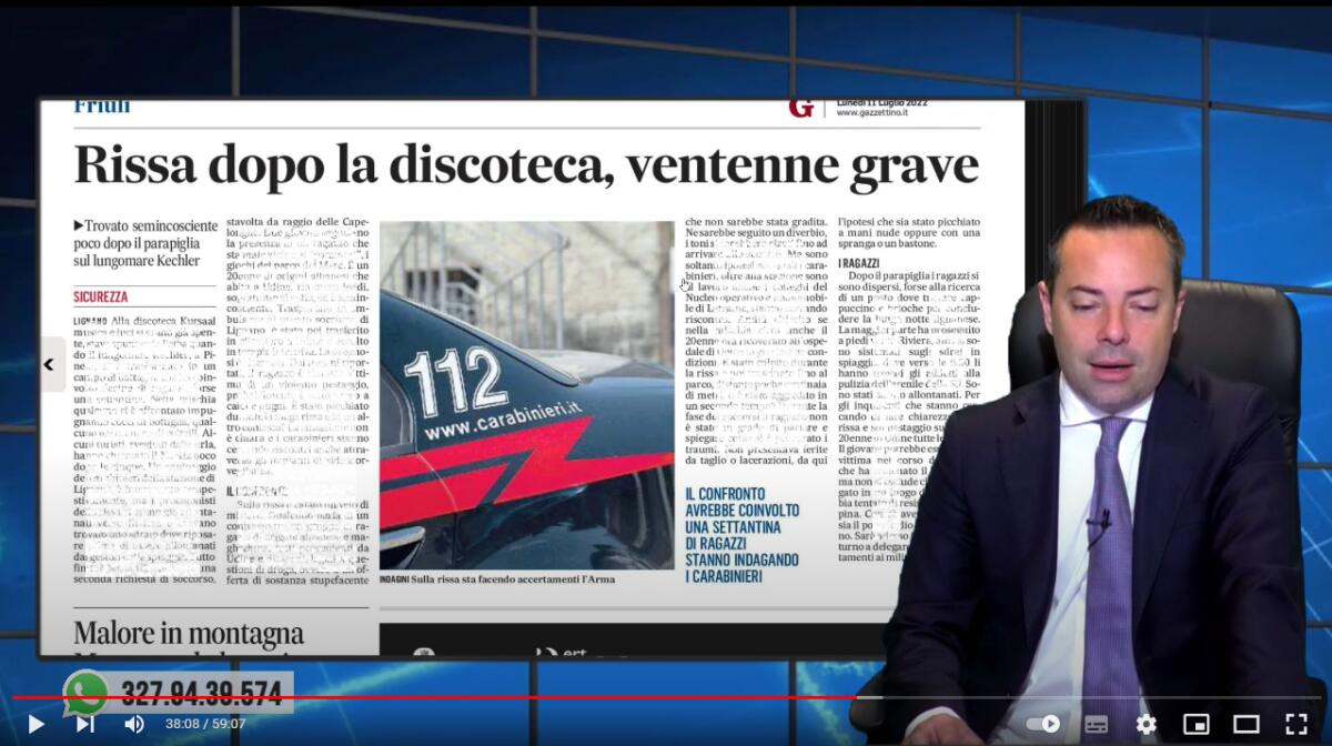Rissa dopo la discoteca: grave 20enne. Rassegna stampa 11 luglio 2022 - 