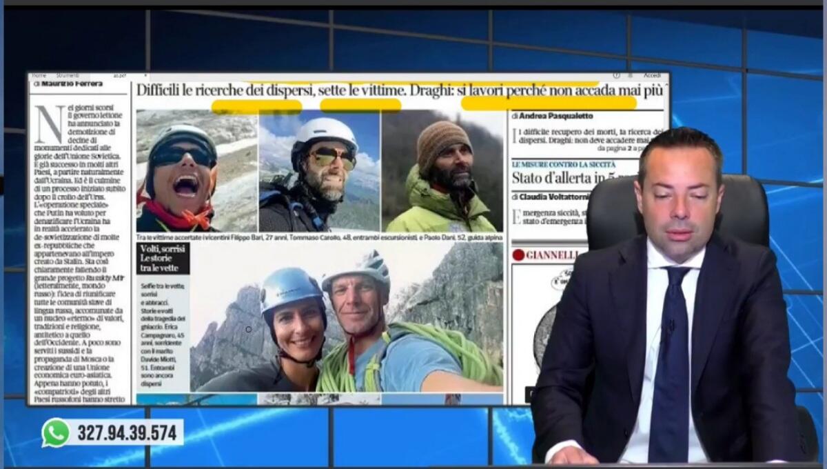 Marmolada, cresce il numero delle vittime. Rassegna stampa 5 luglio 2022 - 