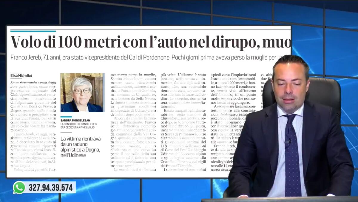 Auto nel dirupo, muore maestro del Cai. Rassegna stampa 9 agosto 2022 - 