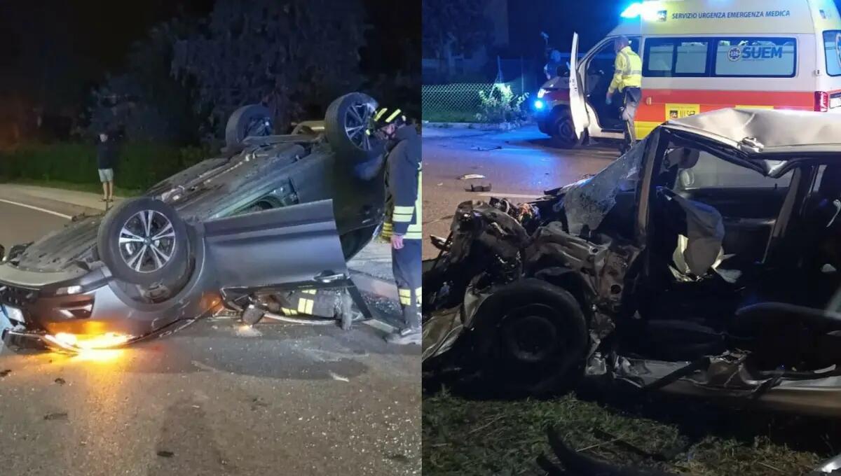 Frontale tra due auto, una si rovescia: tre feriti - 