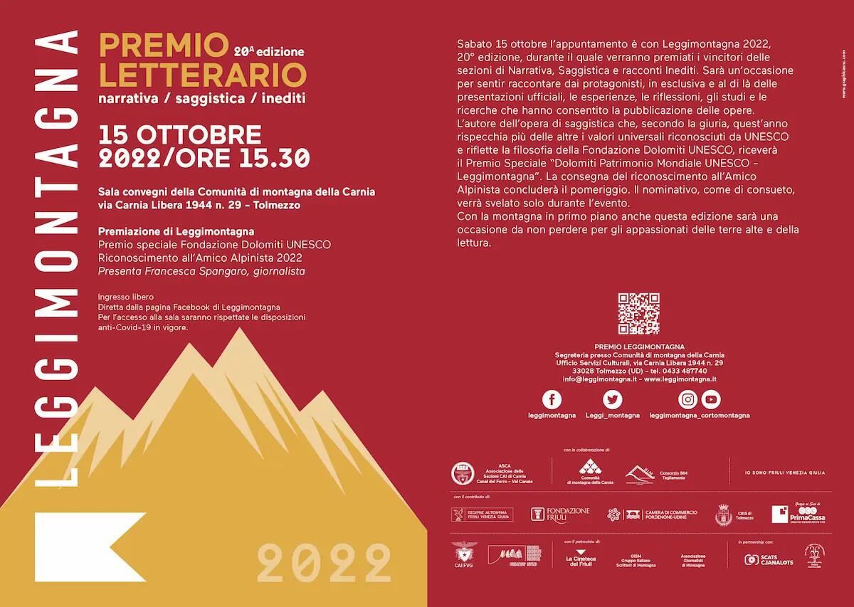 Le premiazioni di Leggimontagna 2022 sabato 15 ottobre a Tolmezzo - 