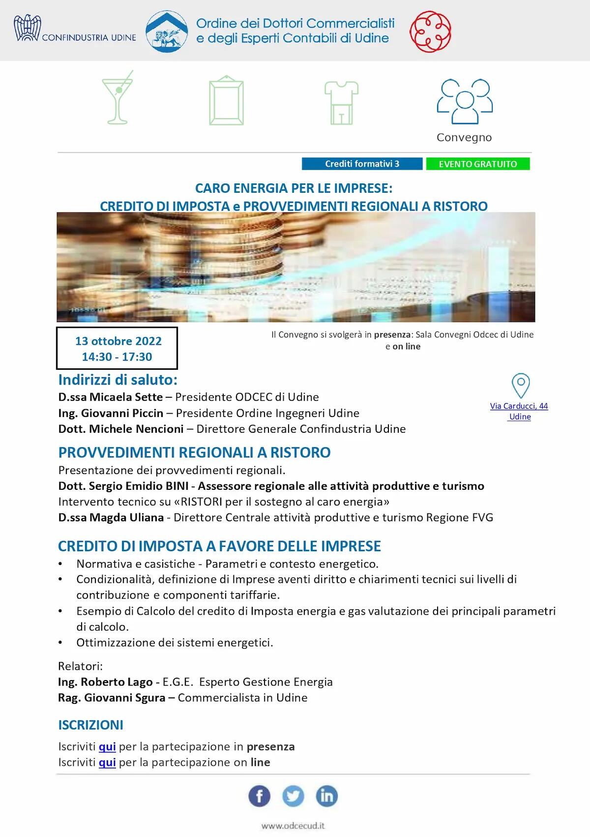 Caro energia per le imprese: credito di imposta e provvedimenti regionali a ristoro - 