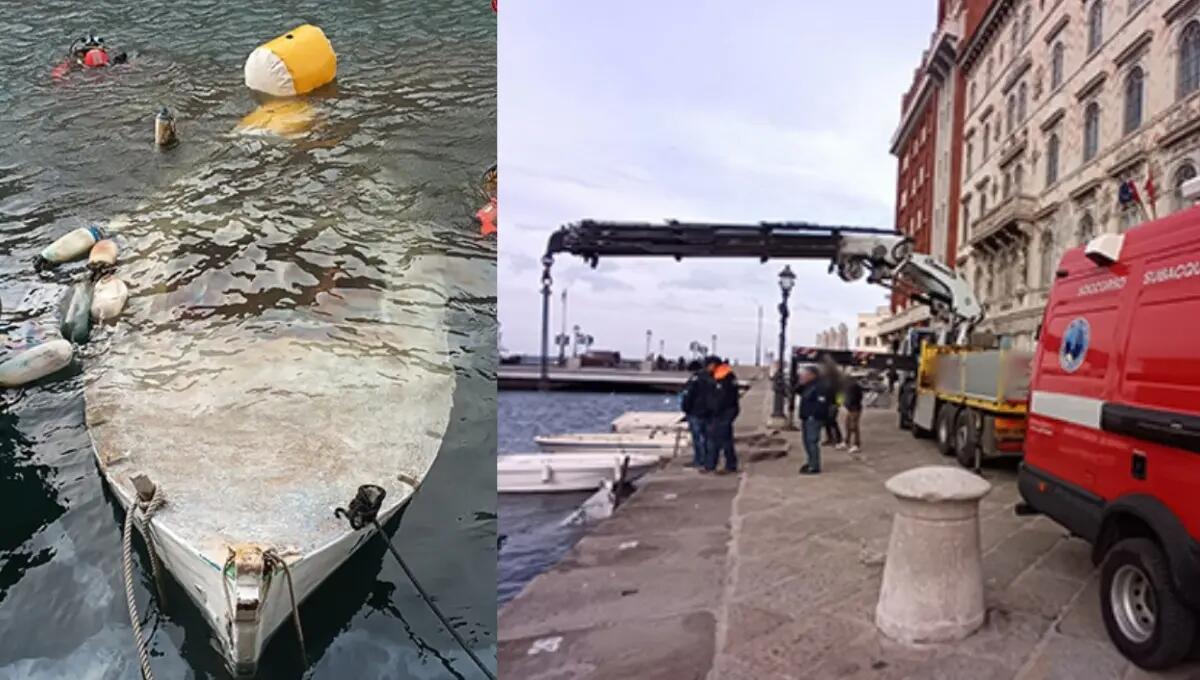 Trieste, barca di 8 metri affonda nel canale di Ponterosso: recuperata dai sommozzatori - 
