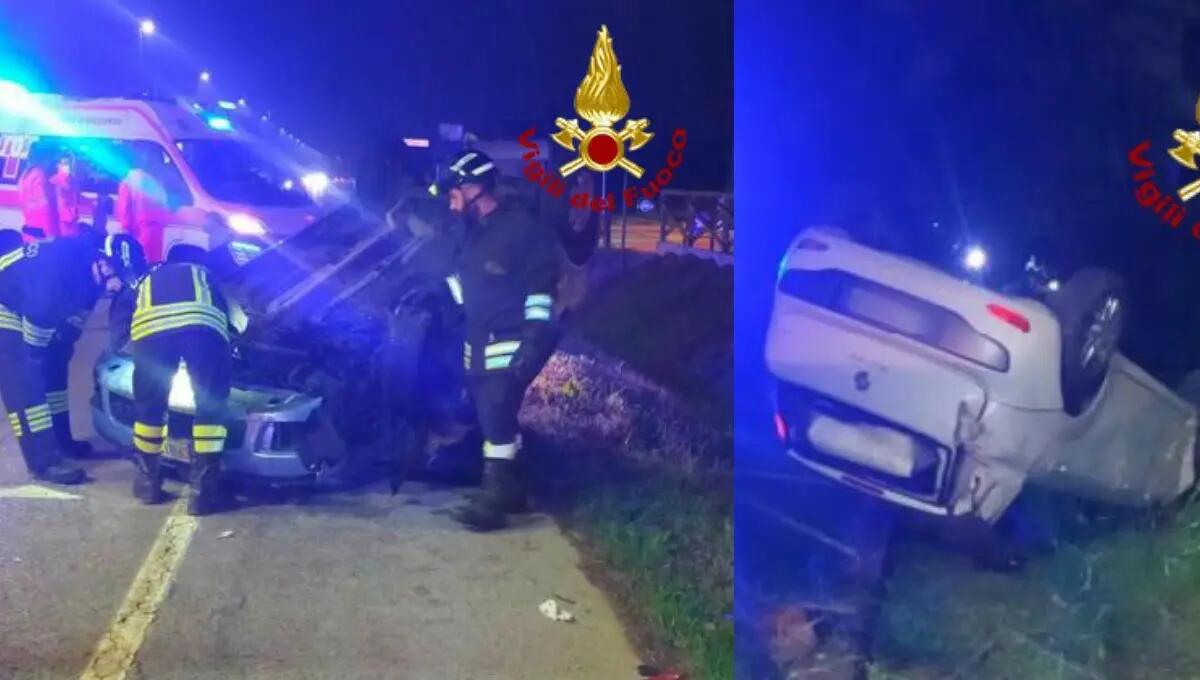 Due auto si ribaltano, doppo intervento per i pompieri di Cittadella - 