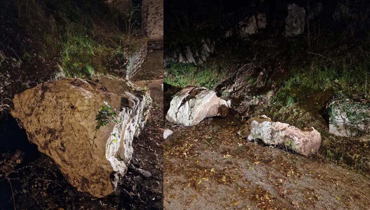 Caduta massi sulla strada a Stermizza di Savogna | FOTO - 