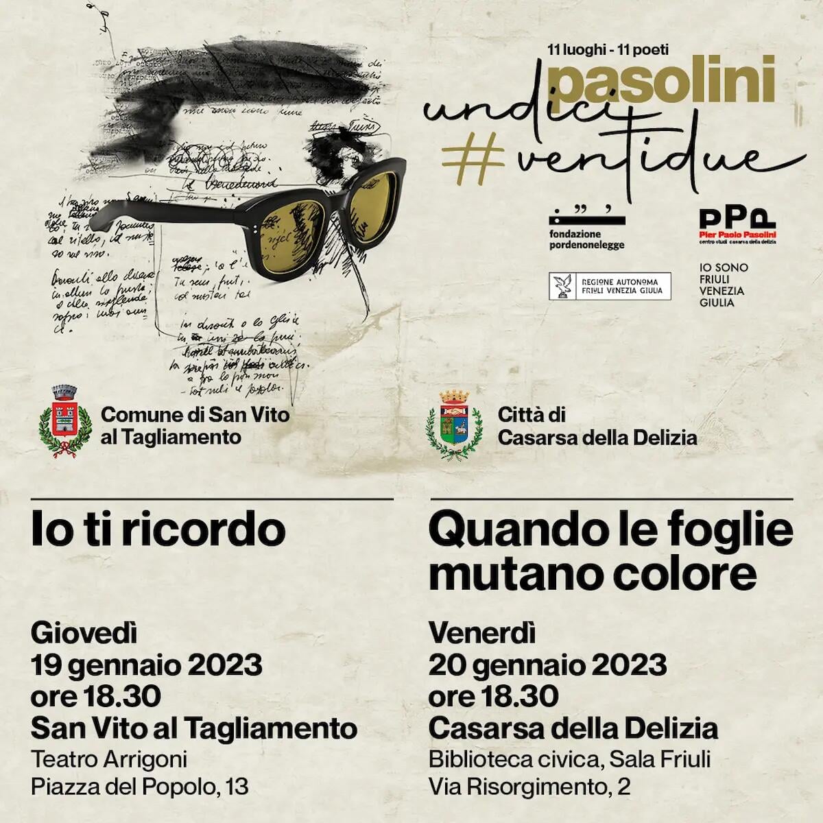 Pordenonelegge: a San Vito al Tagliamento e Casarsa della Delizia due incontri nel segno della poesia di Pasolini - 