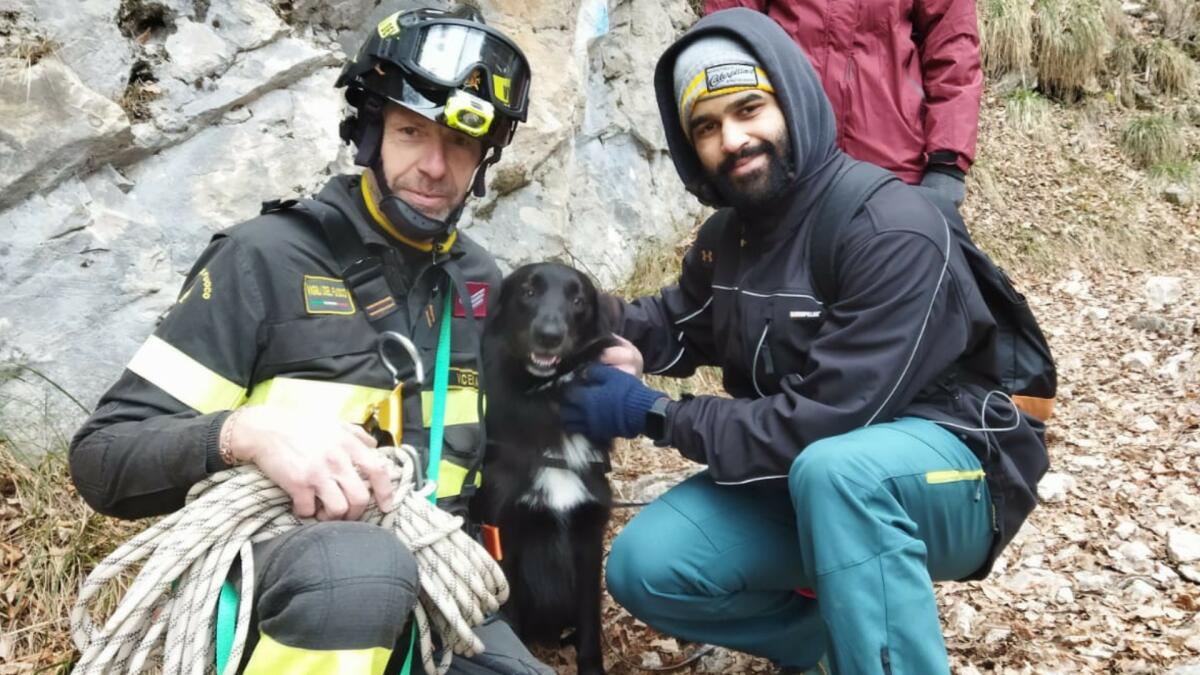 Smoki scivola nel dirupo e rimane bloccato: lo salvano i pompieri - 