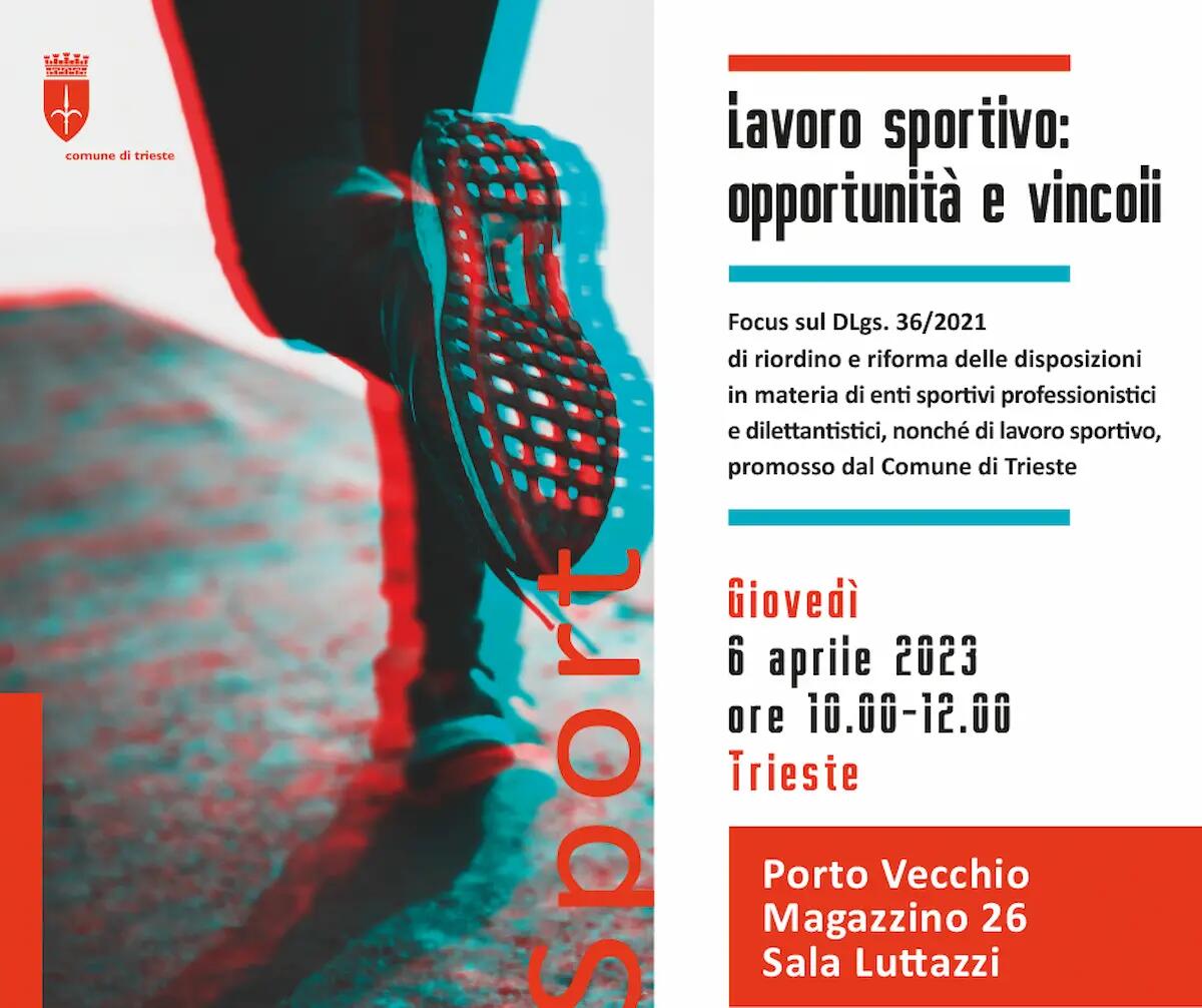 Lavoro sportivo: opportunità e vincoli, un evento promosso dal Comune di Trieste - 
