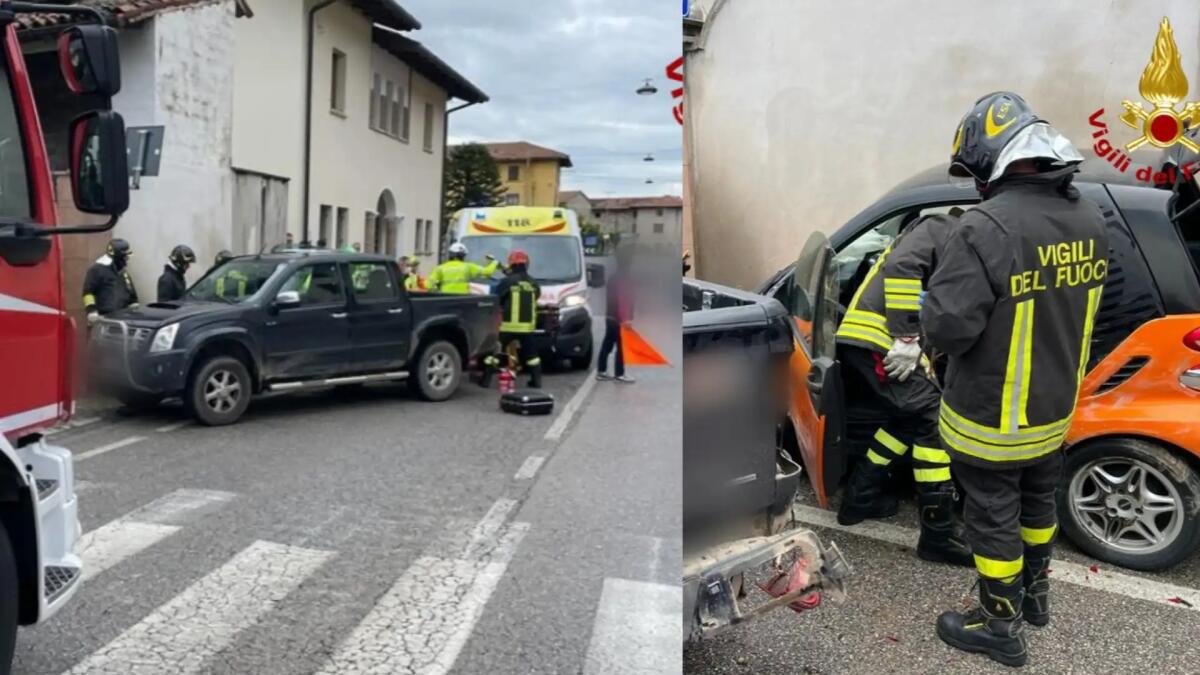 Scontro tra due mezzi a Flaibano, un autista rimane incastrato nell'auto - 