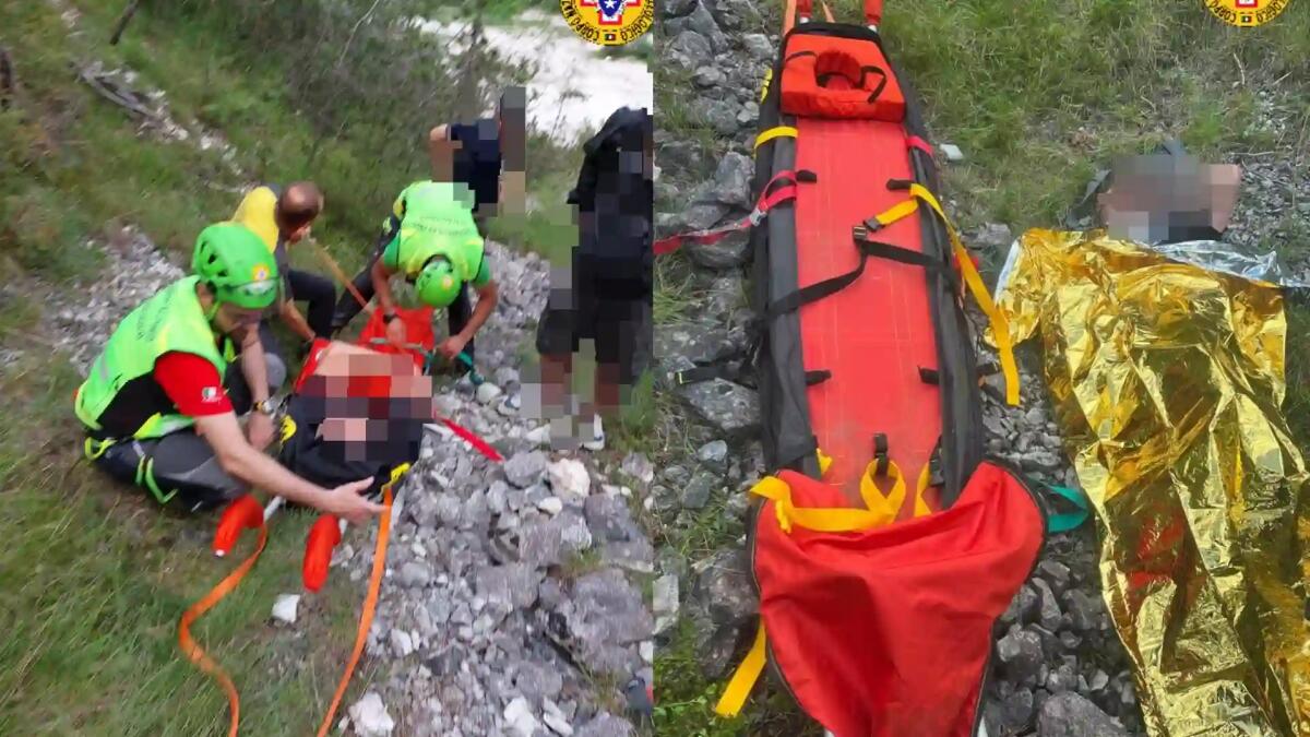 Fondo bagnato dalla pioggia, cade per 20 metri sul sentiero: soccorso ciclista - 